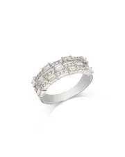 Bloomingdale's Fine Collection Diamond Round-Cut & Tapered Baguette Triple Row Band Ring in 14K White Gold, 1.0 tcw