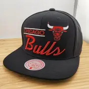 Chicago Bulls Hat, Black Cap, Mitchell & Ness, Retro Lockup, Script, Snapback
