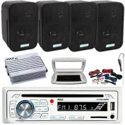 Pyle 1-DIN Boat CD Radio, 4x 3.5" Indoor/Outdoor Speakers, 4 Channel Amplifier