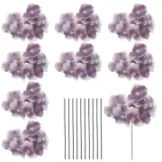 10 Sets Artificial Hydrangea Flower Heads with Stems for Bouquet,Purple