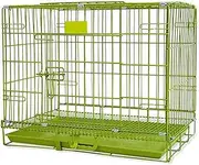 Dog Crate Folding Mental Wire Crates Dog Kennels - Outdoor and Indoor Pet Dog Cage Crate with Removable Tray - Small Animal Cages,Green-35-in