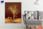 Deers & Tree Gold Abstract Design Wall Canvas Home Decor Australian Made Quality