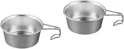 YARNOW 2pcs Handle Bowls Set Camping Dinnerware Stainless Steel Storage Bowls for Rice and Soup