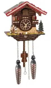 Quartz Cuckoo Clock Black forest house with music TU 4292 QM NEW