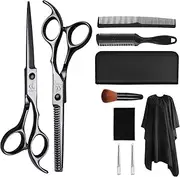 7 Inch Hair Cutting Scissors Set Black Hairdressing Scissors Professional Hair Cutting Scissors Thinning Scissors Barber Thinning Scissors