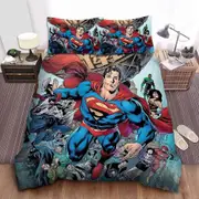 v162 Bed Sheets Superman Dc Comics Character Justice League Quilt Duvet Cover Set Bedding Double3-Piece Bedding Set (1 Duvet Cover + 2 Pillow Shams) B