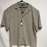 Boohoo man NWT drop sleeve revere button down semi sheer shirt 5XL Short Sleeve
