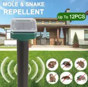 Garden Solar Mole Repellent Ultrasonic Outdoor Deterrent Snake Pest Repeller AU