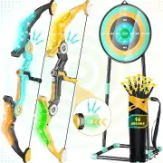 2 Pack Upgraded Kids Bow and Arrow Sets with Sound Effects&Color-Changing LED...