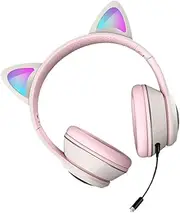 LIFKICH 1Pc RGB Cat Ear Headset with Omnidirectional Microphone Wired Gaming Headphones for Laptop Versatile Use for Music Learning Comfortable Lighting