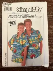 Simplicity 7567 UNCUT Sewing Pattern, Misses' or Men's Loose Fitting Shirt, XL