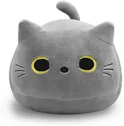 Cat Stuffed Animal Plush Toys, 12Inch Cute Gray Cat Plushie Pillow, 3D Soft Cat Shape Design Lumbar Back Cushion Plush Stuffed Cat Doll Toy for Kids Birthday,Chirstmas Gifts