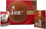 Korean Red Ginseng Hongsamwon Pouch Gold - 6 Year Grown Extract with Dates, Ginger, Cinnamon, and Goji Berries - Immune Support and Mental Clarity - 50ml x 60 Pouches