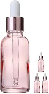 Beavorty Dropper Bottles - 4pcs 30ml Thick Pink Glass Light-Proof Empty Perfume Bottles with Eye Droppers Reusable Essential Oils Bottles Spray Jar