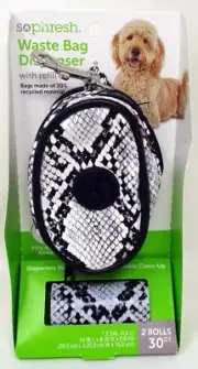 SOPHRESH Waste Bag Black & White Snake-Pattern Dispenser (NEW)