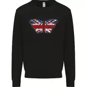 Union Jack Butterfly British Britain Flag Kids Sweatshirt Jumper