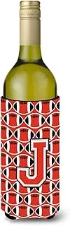 Letter J Football Scarlet and Grey Wine Bottle Beverage Insulator Hugger CJ1067-JLITERK