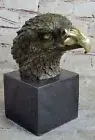Art Deco Bald American Eagle Bust Bronze Sculpture on Marble Base Figurine Gift