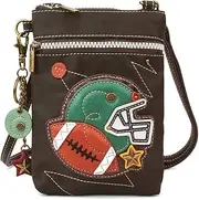 [CHALA] Crossbody RFID Cell Phone Purse - Women Nylon/Faux Leather Multicolor Handbag with Adjustable Strap Venture, Football - Brown