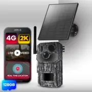 Wildlife Camera 4G Solar Panel 2K Game Cam 24/7 GPS LIVE Viewing 128GB Alert App