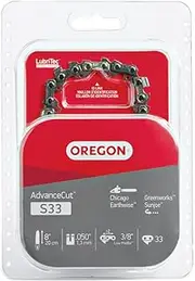 Oregon S33 Pole Saw/Chainsaw Chain for 8-Inch Bar, 33 Drive Links, .050" Gauge, 3/8" Pitch, Fits Chicago, Earthwise, Greenworks, Sun Joe,Grey