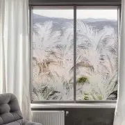 Modern Botanical Frosted Window Privacy Film, Etched Glass Window Film Decora...