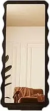 Full Length Mirror, with Solid Wood Base, Wall Mounted/Stand Floor-Standing Floor Shaped Wave Mirror,for Bedroom Or Cloakroom Or Living Room(Black,50x150cm)