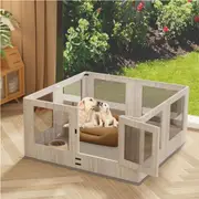 Large Dog Indoor Whelping Box, Tempered Glass & MDF