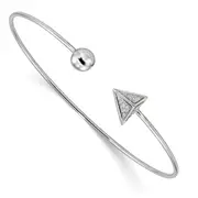 Sterling Silver Rhodium-Plated Glitter Enamel Triangle Flex Bangle