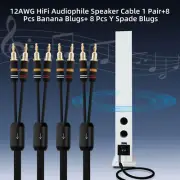 Pair OFC Copper Speaker Cable Loudspeaker Wire with 2-2 Banana/Y Spade Connector
