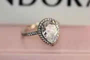PANDORA Large Radiant Teardrop Clear CZ RING 196254CZ size 48 last 1! Pouch $115