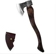 WICING Camping Axe - 21" Chopping Axe for Splitting and Kindling Wood, 1055 High Carbon Steel and Beech Wood Handle, with Leather Sheath, Head 1.5 lbs
