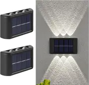 Tech Solar Wall Lights Outdoor, Up and Down Wall Lamps for Garden Fence Yard Porch Walkway Lighting 2 Pack (White Light)