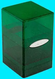 ULTRA PRO GLITTER GREEN SATIN TOWER DECK BOX Card Dice Compartment Storage Case