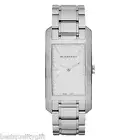 BURBERRY WHITE ENGRAVED DIAL POLISHED SILVER STEEL STRAP WATCH BU9400