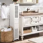 118cm Bathroom Cabinet Storage Tallboy Furniture Tall Toilet Cupboard Organiser