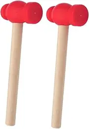 HOOTNEE 2pcs Hammer Set Realistic Wooden Hammer for Ideal for DIY Projects Photo Props Garage & Assembly