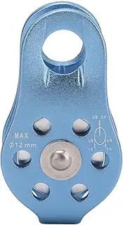 Climbing Pulley, Climbing Ascender Fall Protection Belay Device, Small Aluminum Rope Pulleys, Fixed Eye Single Rope Pulley for Rock Climbing Mountaineering Tree Arborist