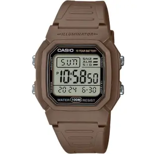 【CASIO 卡西歐】復古潮流方形數位腕錶/咖(W-800H-5A)