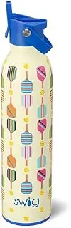 Swig Life 26oz Insulated Water Bottle, Travel Water Bottle with Straw and Lid, Cup Holder Friendly, Stainless Steel (Pickleball)