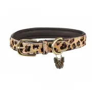 Digby & Fox Leopard Print Cow Hair Leather Dog Collar Brown/Black L - Neckline: 44cm-52cm