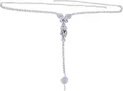 [Generic] Women Sexy Crystal Thong Panties Underwear Rhinestone Thong Panties G-String Sparkly Belly Waist Chain Bikini Rhinestone Waist Body Chain