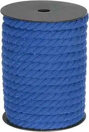 sourcing map Cotton Rope 3 Strand Twisted Braided Rope Cord, Sapphire Blue 23m/25 Yard 10mm Dia for Wall Hanging, Plant Hanger, Knitting, Macrame Knotting