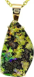[Australian Opal Cutters] Boulder Opal Pendant in 14K Yellow Gold - Multicolour