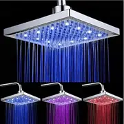LED Tricolor Luminous Color Top Spray Shower Head With Temperature /9 Inch Water Booster Top Spray (ABS Plating)