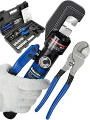 Hydraulic Crimping Tool Kit 8 Ton, 12-2/0 AWG Wire Lug Crimper with Cutter