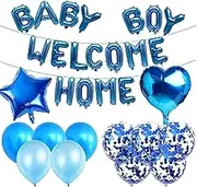 Welcome Home Balloon Banner Style Balloons Blue Star Balloons Foil Letter Balloon Anniversary Celebration Party Decorations Confetti Balloons (WELCOME HOME BABY BOY)