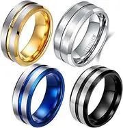 [ringcolor] Yellow Gold Plated Matte Titanium Steel Mens Ring Men Wedding Band Man Ring