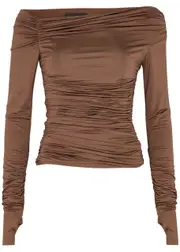 Helmut Lang Ruched Stretch-jersey top - Brown - S (UK8-10 / S) S (UK8-10 / S)
