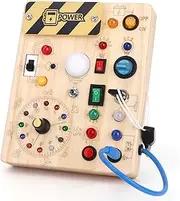 Busy Board 【Plus Version】 with 23 LED Light,Montessori Toys for 1+ Year Old,Sensory Toys for Fine Motor Skills, Gifts & Travel Toys f or Toddlers 1-3